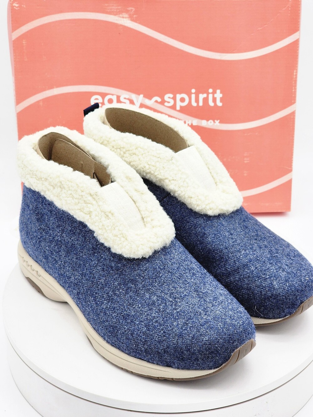 Easy Spirit Treepose2 Dark Blue Wide Ankle Booties Women’s Size 11 WW Sherpa